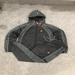 Chándal con Capucha para Hombre, Color Sólido, Cortavientos, Deportivo, Cierre Frontal Completo, Logotipo Estampado, Poliéster, Ropa de Otoño - Product Image 1