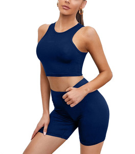 Ensemble de yoga 2 pièces tendance pour femme : Soutien-gorge de sport et short de course sans coutures – Tenue de fitness pour l'entraînement - Product Image 5