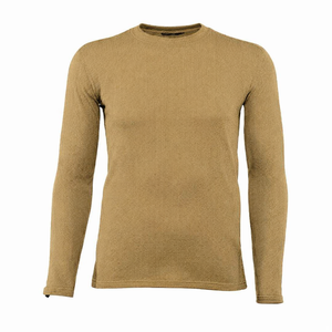 Camiseta térmica de manga larga para hombre, color caqui, personalizada por el fabricante, con cuello redondo, compresión, secado rápido, transpirable, atlética, para gimnasio. - Product Image 1