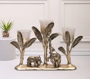 High Quality Beautiful Glass & Metal T <b>Light</b> Holders for Diwali & Christmas Festival Votive Table Centerpiece - Product Image 1