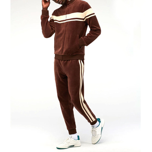 Survêtements d'hiver à capuche en velours 100 % coton, décontractés, surdimensionnés, avec logo personnalisé, taille élastique, pour hommes - Vente en gros OEM de haute qualité - Product Image 3