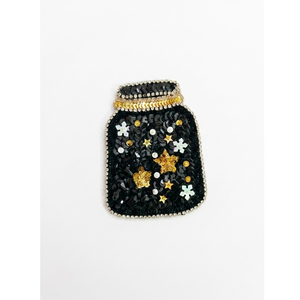 Black <b>Sequin</b> Jar Patch Embroidered Beaded Applique for <b>Jackets</b> Dresses Bags Shoes Hats Fashion Garment Accessory - Product Image 1
