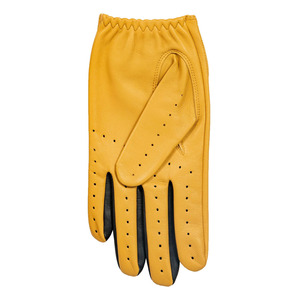 Gants de conduite en cuir jaune avec design perforé, sangle de poignet réglable, unisexe, respirants, à doigts complets, pour toutes les saisons - Product Image 2