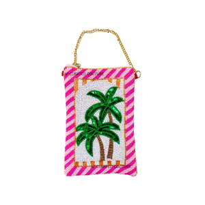 Bolso Bandolera para Teléfono con Diseño Musulmán Hecho a Mano con Cuentas, Patrón de Caramelos Coloridos, Correa de Cadena Dorada, Moderno - Product Image 5