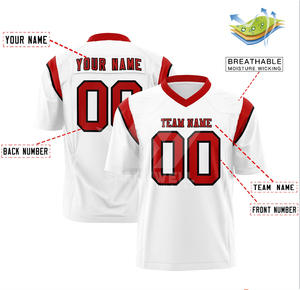 Camiseta de Fútbol Americano Personalizada para Hombre, Blanca y Roja, Cuello en V, Manga Corta, Malla Sublimada Transpirable, Ropa Deportiva de Equipo - Product Image 2