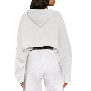 Sweat-shirt à capuche court imprimé pour femme, en molleton, décontracté, fitness, streetwear, fabricant OEM ODM, marque privée - Product Image 3