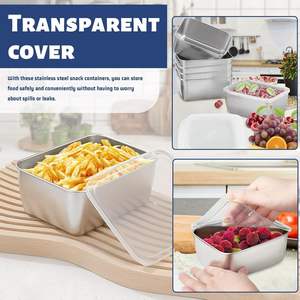 Juego de Loncheras Herméticas para Refrigerios, Oficina, Escuela, Viajes, Recipientes Reutilizables de Metal para Almacenamiento de Alimentos, Apilables, Precio al por Mayor - Product Image 4