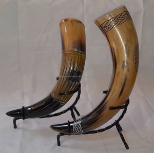 Hot Selling Genuine Viking Drinking Horn with Iron <b>Stand</b> Luxury Handmade 500ml Capacity for Party Use Wine Beer Beverages - Product Image 6