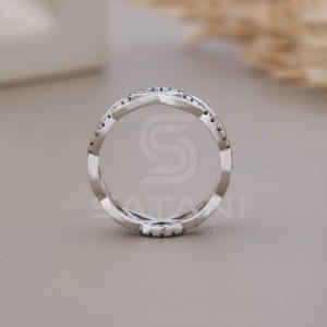 Bague Infini en Moissanite Noire, Élégante, en Or Blanc 10 carats, Style Vintage Croix, Bijou de Mariage de Luxe, Anniversaire, Fiançailles - Product Image 4