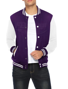 Blouson matelassé en polaire pour homme, style streetwear hiver, coupe slim, uni, type varsity/baseball, avec col montant, écologique, vente en gros OWM - Product Image 3