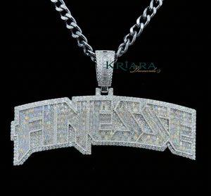 Men's Hip Hop Moissanite <b>Pendant</b> Rhodium Plated 925 Silver Letter Finesse Charm Channel Setting Everyday Wear - Product Image 4