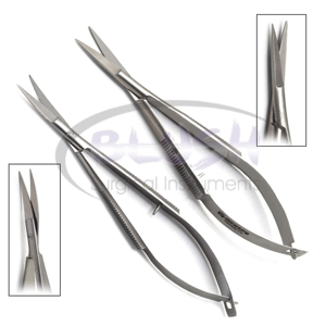 ชุดกรรไกรผ่าตัดเหล็กแบบแมนนวล 2 ชิ้น รุ่น Castroviejo Micro Noyes Spring Scissors แบบตรงและแบบโค้ง สำหรับงานจักษุ โดย Blush Surgical - Product Image 4