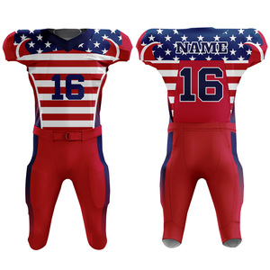 American Football Uniform Set Men Red Flag Print Sleeveless V-<b>Neck</b> Moisture Wicking Fitted Practice Wear - Product Image 5