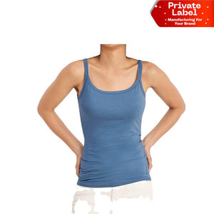 Organic Cotton Basic <b>Women</b> Tank <b>Top</b> Everyday Wear Sleeveless <b>Vest</b> High Neck Halter <b>Women</b> Tank <b>Top</b> Form-Fitting Stretch Ribbed - Product Image 1