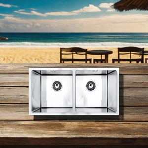 อ่างล้างหน้าในครัวทำมือชามสองชั้นทำจากสเตนเลส304ใต้1717 - Product Image 2