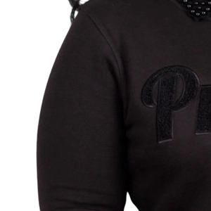 Sweat-shirt en chenille noir élégant pour femme, pull décontracté doux brodé à manches longues et col rond, haut en polaire tendance - Product Image 2