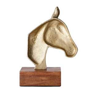 Jaffs Exports Gold Plated Aluminium Horse Head Sculpture <b>Figure</b> Contemporary Art Decor Eco-Friendly 24cm Tabletop Ornament for - Product Image 3