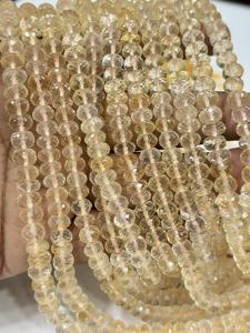 Cuentas facetadas de cuarzo citrino natural AAA, forma rondel, 8 mm, hilo de 8 pulgadas - Product Image 3