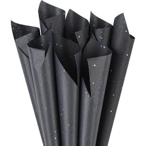 30 Fogli di Carta Velina Nera Glitterata 20 X 14 Pollici, Confezione per Decorazioni Festive e Confezioni Regalo - Product Image 1