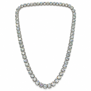 Moissanite Necklace in 925 Sterling <b>Silver</b> Rhodium Plated Prong <b>Set</b> Luxury Jewelry for Unisex Anniversary Engagement & Party - Product Image 1