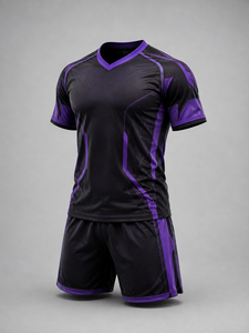 Concevez votre propre ensemble d'uniformes de football pour hommes adultes de haute qualité, impression numérique en relief, 100% polyester respirant, col en V - Product Image 2