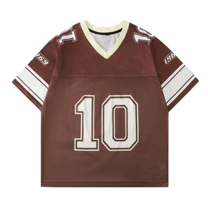 Camiseta Deportiva Personalizada de Fútbol con Malla Marrón, Cuello en V, Unisex, Transpirable, Uniforme de Equipo de Entrenamiento, OEM, ODM, Venta al Por Mayor - Product Image 4