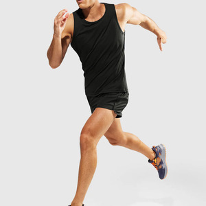 Men's Black Knitted Quick Dry O-Neck Tank <b>Top</b> Solid Color Casual Fitness Wear for GYM training Wear - Product Image 3