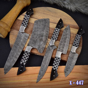 New Sharp Hand Forged Damascus Steel 5 Piece Kitchen <b>Knives</b> Set Utility <b>Slicing</b> Cleave Fillet Paring Chef <b>Knife</b> W/Resin Handle - Product Image 3