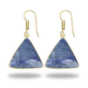 Blue Aventurine <b>Earrings</b> Adorable 18k Gold Plated Brass Charm <b>Earrings</b> Hanging Drop <b>Dangle</b> Party Wedding Gift Women - Product Image 4