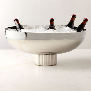 Seau à champagne moderne en aluminium poli, grand récipient à glace de table, design coquille, refroidisseur à vin en métal pour fêtes et bars - Product Image 2