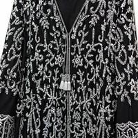 Manteau d'automne en georgette de luxe saumon pêche avec broderie à la main lourde |   Shawl de soirée de créateur, richement orné de Zardosi, respectueux de l'environnement