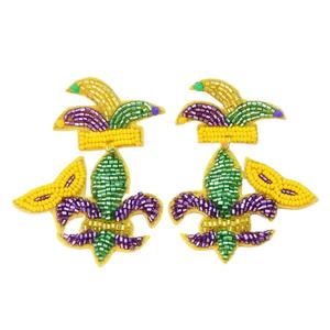 Boucles d'oreilles brodées faites main, design joker de qualité supérieure, pour les fêtes, prix de gros avantageux, provenance Inde. - Product Image 1