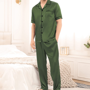 Ensemble de pyjama en soie satinée de qualité supérieure pour hommes, produit le plus vendu, séchage rapide, respirant, vêtements de nuit pour hommes - Product Image 3