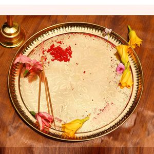 Thali de prière en laiton, artisanal et traditionnel, pour Mandir, décoration de maison ou de bureau - Product Image 5