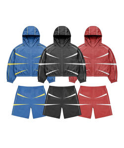 En gros Survêtement coupe-vent avec logo numérique, veste à fermeture éclair à manches longues et short, coupe oversize, coupe régulière - Product Image 1