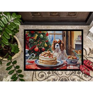 Nuevo Cavalier Spaniel Christmas Cookies Felpudo 18H X 27W Interior Exterior Antideslizante Lavable Alfombra de pila baja para puerta de entrada - Product Image 3