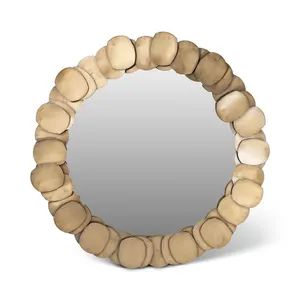 Sculpture murale moderne abstraite en cuivre, design circulaire irrégulier, décoration intérieure, salon, miroir artistique en métal - Product Image 4