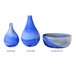 Ensemble de vase à fleurs et de corbeille à fruits en marbre vert naturel |   Vases et bols décoratifs en pierre faits à la main pour la décoration de la maison - Product Image 2