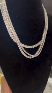 Hip Hop 14K <b>Gold</b> Natural Diamond 3 Row Brilliant Cut <b>Tennis</b> <b>Necklace</b> Iced Cuban Layered Chain Jewelry for Men Women Wedding Gift - Product Image 6