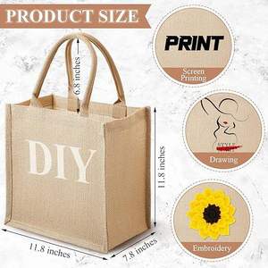 Eco Friendly Striped Jute Tote <b>Bags</b> <b>Large</b> Size Reusable Shopping Custom Logo Advertising Top Grade Jute Zipper Closure - Product Image 4