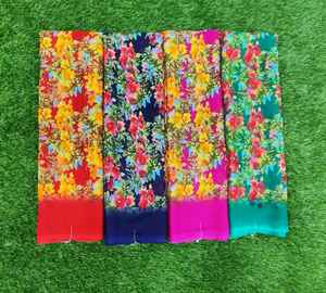 ผ้าส่าหรีพิมพ์ลายพรีเมียม พลังงานแห่งความสง่างาม ให้สัมผัสนุ่มลื่นและพลิ้วไหวอย่างมีระดับ |   ผ้าส่าหรีน้ำหนักเบา |   ชุดลำลอง - Product Image 1