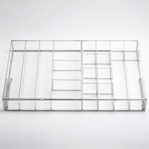 กล่องเก็บของแบบแบ่งช่องสแตนเลสและกระจก ดีไซน์ทันสมัย ปรับแต่งได้ ขายดี สำหรับเก็บเครื่องประดับ เครื่องสำอาง และของตกแต่ง - Product Image 2