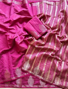 Sari en Soie Tussar Pure avec Bordure Nakashi, Tissage Jacquard Jari Élégant, Sari en Soie Fantaisie avec Bordure Nakashi, Sari de Créateur - Product Image 5