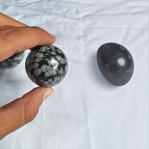 Sphère d'obsidienne flocon de neige naturelle, pierre volcanique noire polie, boule de cristal pour la méditation, le Reiki, la décoration intérieure, vente en gros - Product Image 5