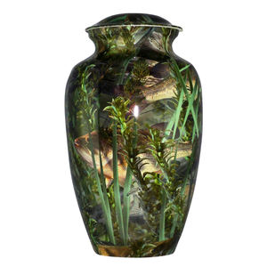 Pewter Finish Metal Cremation Urn for Human Ashes - Elegant Engraved Funeral <b>Memorial</b> <b>Vase</b> Adult Size Burial Urns - Product Image 5