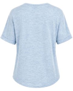 Camiseta Casual Personalizada Azul Cielo con Cuello en V para Mujer, Manga Corta, Mezcla de Algodón, Suave y Ligera, con Bolsillo, Cómoda para Uso Diario en Verano - Product Image 2