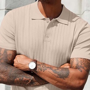 Camisa de Verano para Hombre, Estilo Casual, Diseño Sólido, Manga Corta, Tejido de Lona Antiarrugas, Poliéster/Algodón, Corte Holgado - Product Image 4