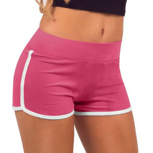 Shorts Casuales Negros de Cintura Alta con Ribete Gris, Secado Rápido, Estilo Deportivo para Mujer, Estampado Floral, Mezcla de Algodón - Product Image 6