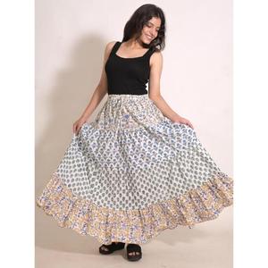Women's Cotton Printed <b>Patchwork</b> Maxi <b>Skirt</b> Handmade Boho Ethnic Long <b>Skirt</b> Indian Fashion - Product Image 3