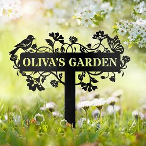 Panneau de jardin de grand-mère en métal, décoration extérieure, style simple avec motif d'oiseau et de papillon pour le jardin - Product Image 2